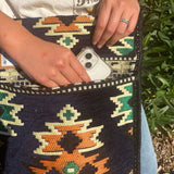 Navy Blue Kilim Messenger Festival Bag