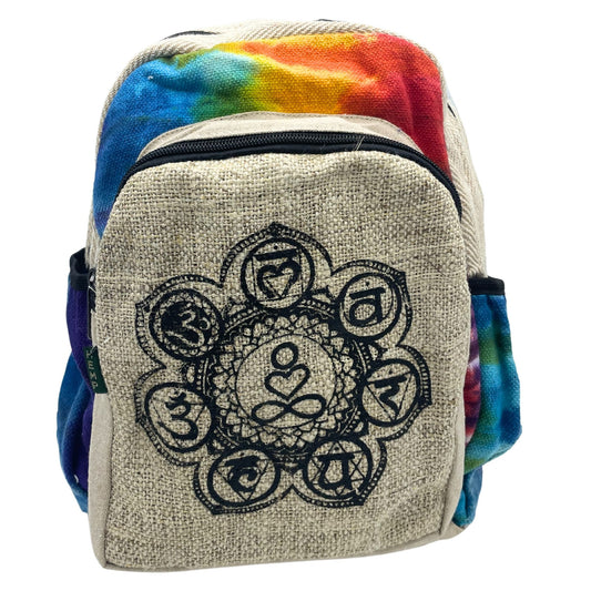 Tie-dye 7 Chakras Hemp Medium Backpack