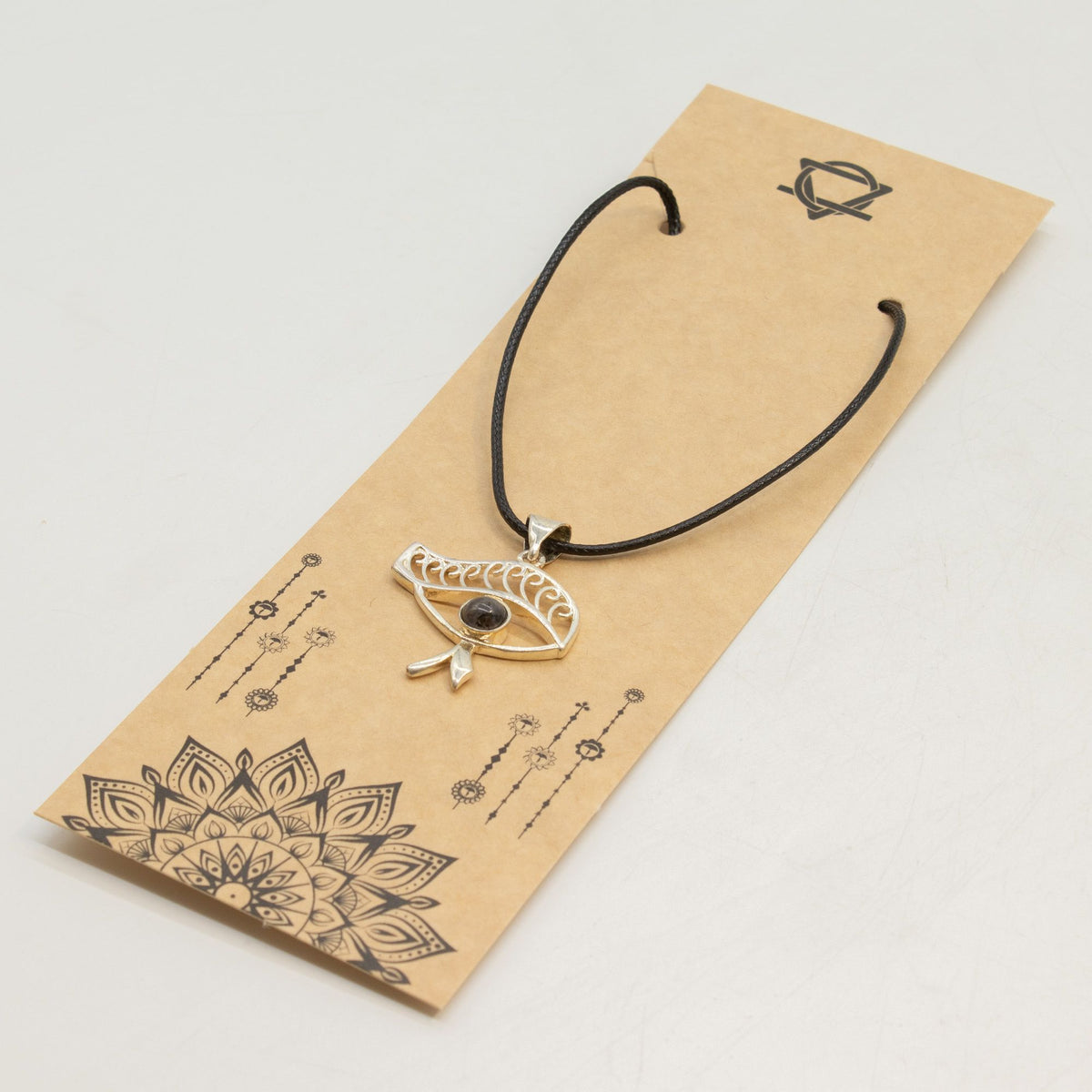 Cleopatra Eye silver-plated pendant on presentation card