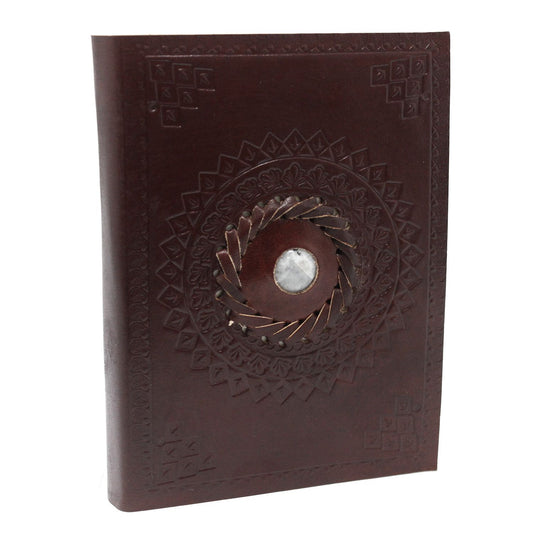 Leather Moonstone Crystal Notebook