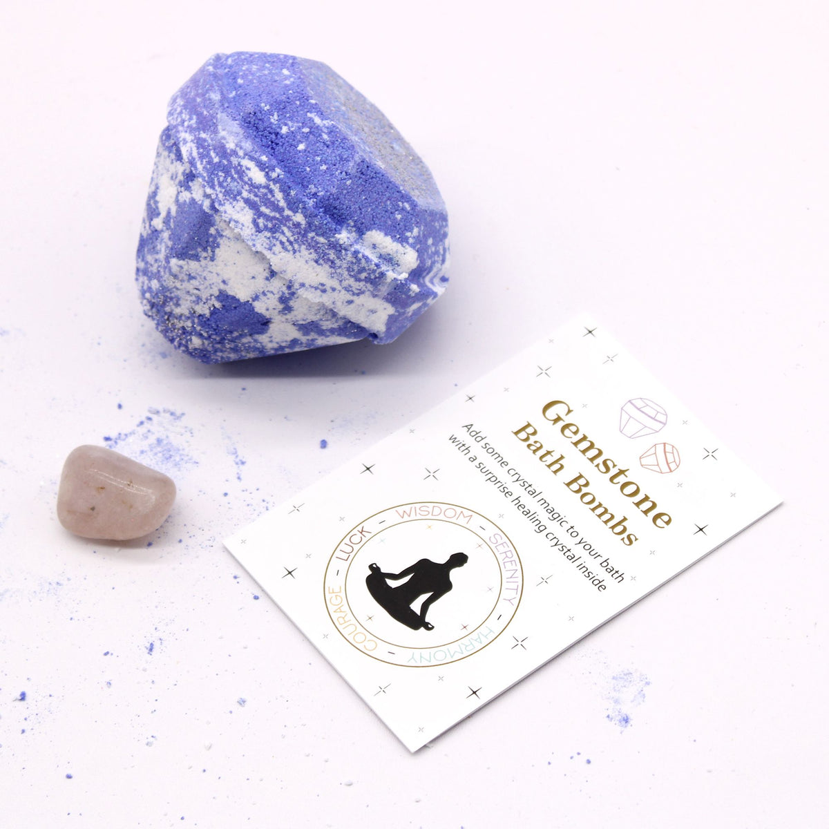 Gemstone Bath Bomb with real crystal and information card