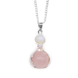 Crystal Ball Healing Hands Necklace - Rose Quartz