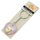 Orgonite Power Heart Keyring - Rose Quartz & Golden Leaf