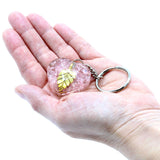 Orgonite Power Heart Keyring - Rose Quartz & Golden Leaf