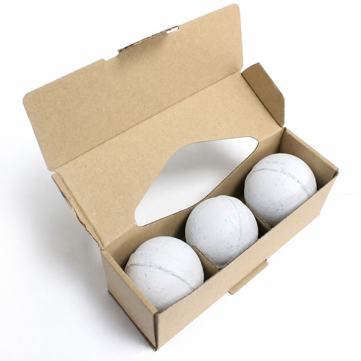 Three Sleepy Head Bath Bombs in recyclable kraft gift box