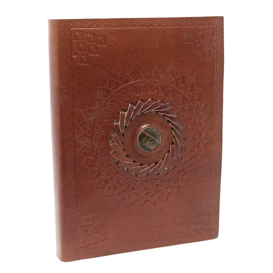 Leather Tiger's Eye Crystal Notebook