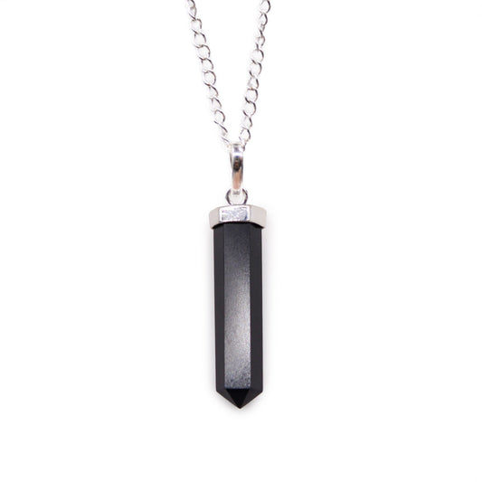 Crystal Wand Necklace - Black Agate