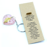 Orgonite Power Heart Keyring - Rose Quartz & Golden Leaf