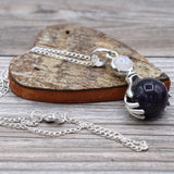 Crystal Ball Healing Hands Necklace - Amethyst