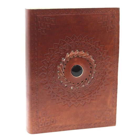 Leather Black Onyx Crystal Notebook