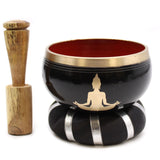 Buddha Black Singing Bowl Set- 10.7cm