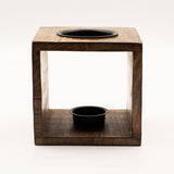 Large Square Mango Wood Oil Burner- Pentagon