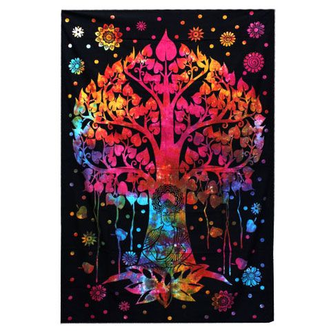 Large Bodhi Tree & Buddha Cotton Wall Hanging