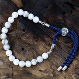925 Silver Plated Crystal Navy String Bracelet - White Howlite