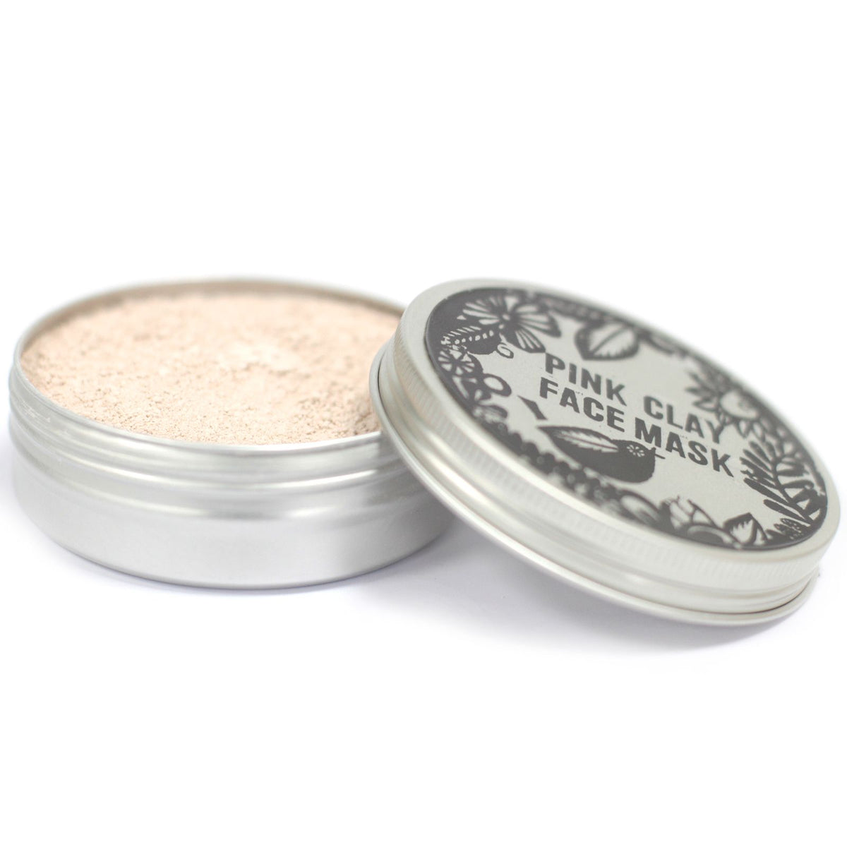 Open Agnes + Cat Pink Clay Face Mask showing natural pink clay powder