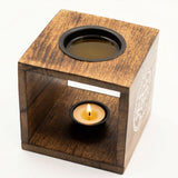 Large Square Mango Wood Oil Burner- Pentagon