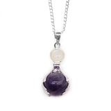 Crystal Ball Healing Hands Necklace - Amethyst