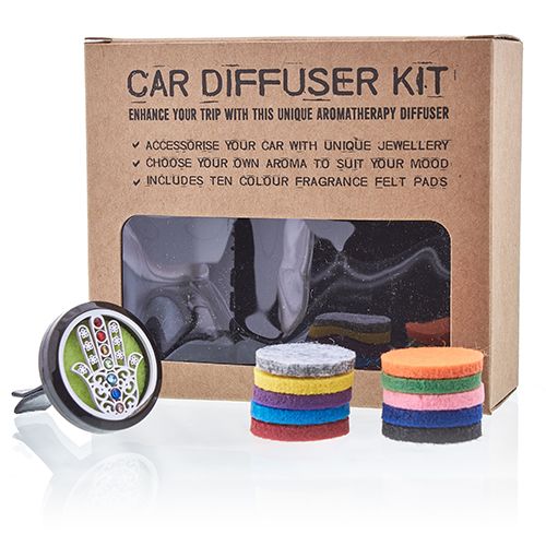 Hamsa car diffuser kit packaging and coloured felt pads