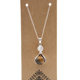 Crystal Ball Healing Hands Necklace - Tiger's Eye
