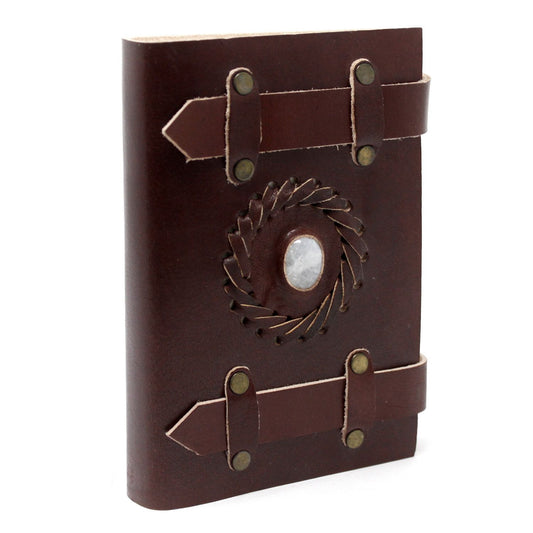 Leather Moonstone Crystal Notebook
