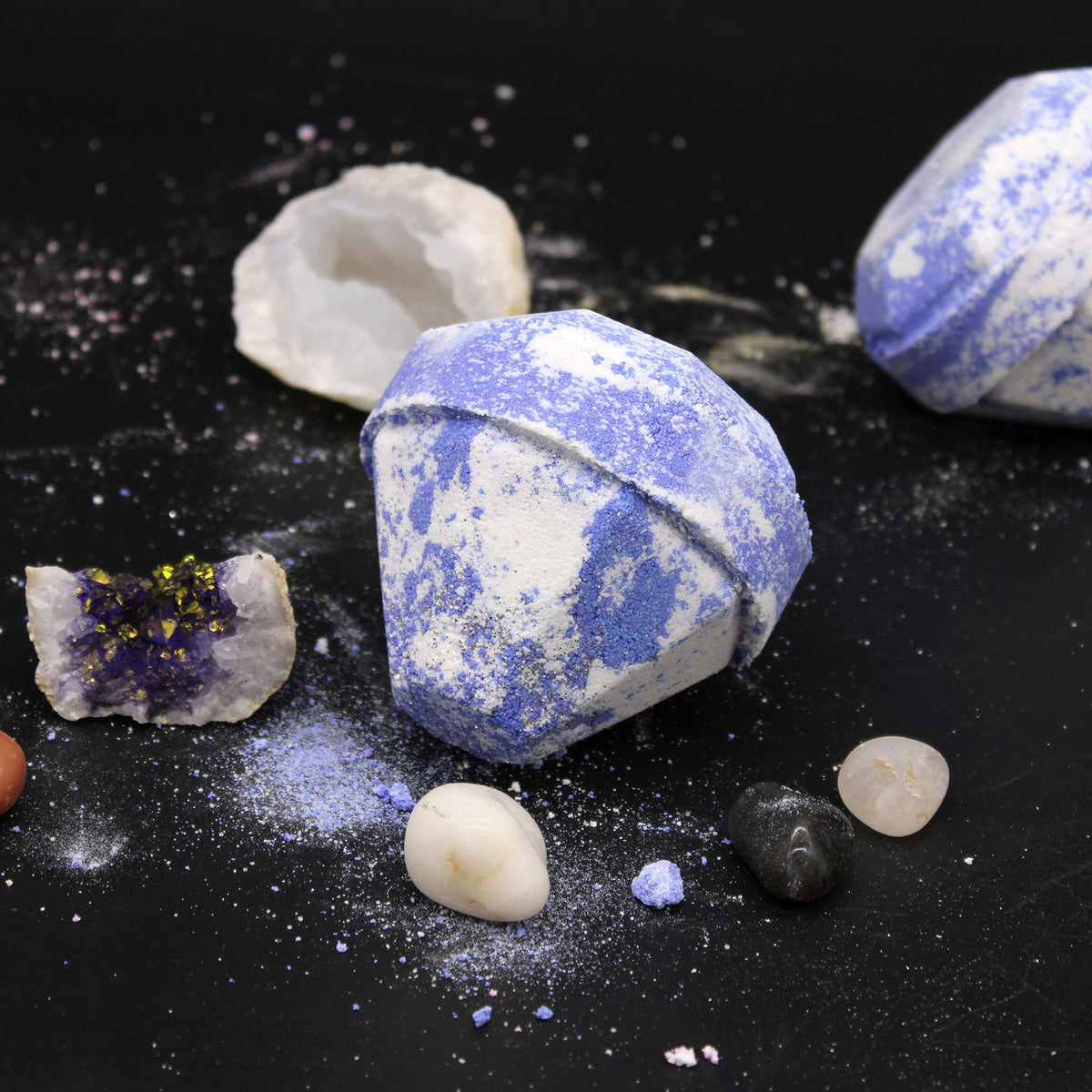 Blue Gemstone Bath Bomb with crystals