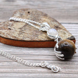 Crystal Ball Healing Hands Necklace - Tiger's Eye