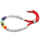 925 Silver Plated Crystal Red String Bracelet - White Howlite Chakra