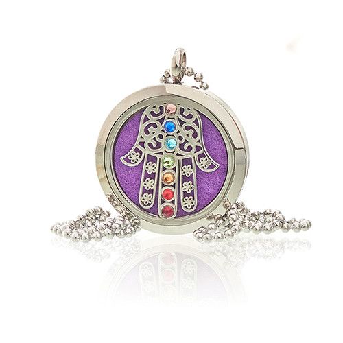 Hamsa Chakra essential oil diffuser necklace