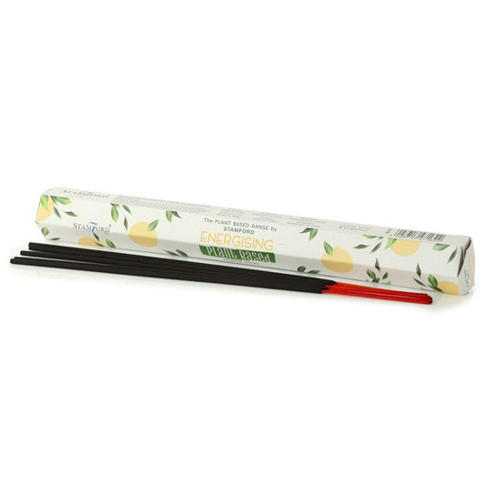 Packaged incense sticks with a decorative label on a white background