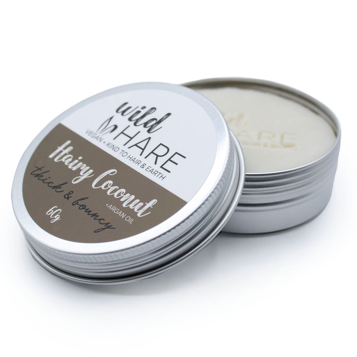 Wild Hare Hairy Coconut shampoo bar in aluminium tin