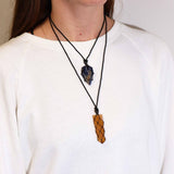 Laced Crystal Flat Point Necklace - Golden Quartz