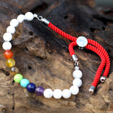 925 Silver Plated Crystal Red String Bracelet - White Howlite Chakra
