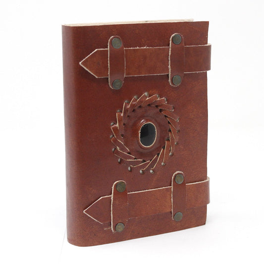 Leather Black Onyx Crystal Notebook