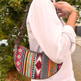 Jacquard Hobo Bag - Brown