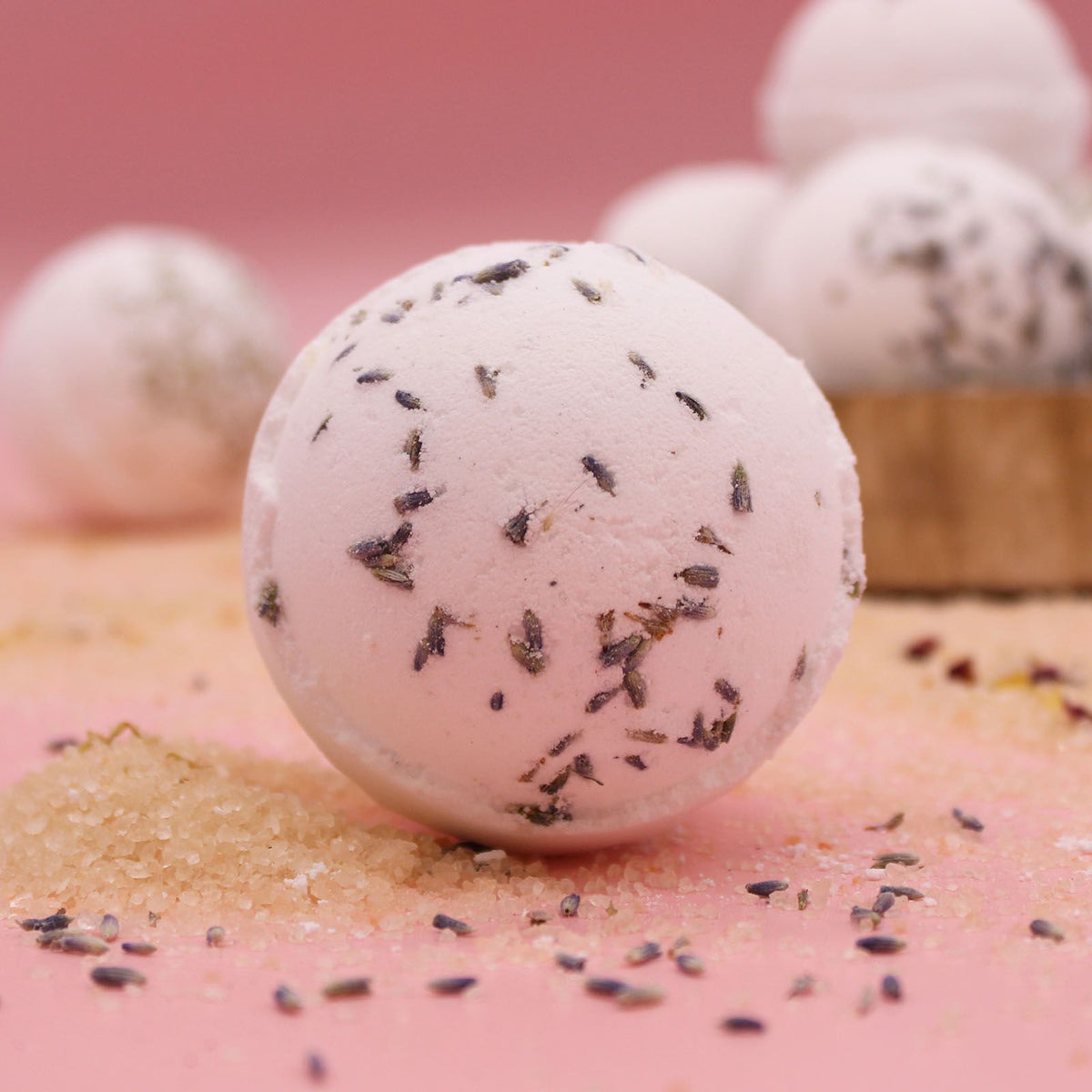 Lavender Himalayan Salt Bath Bomb with lavender essential oil and jojoba oil