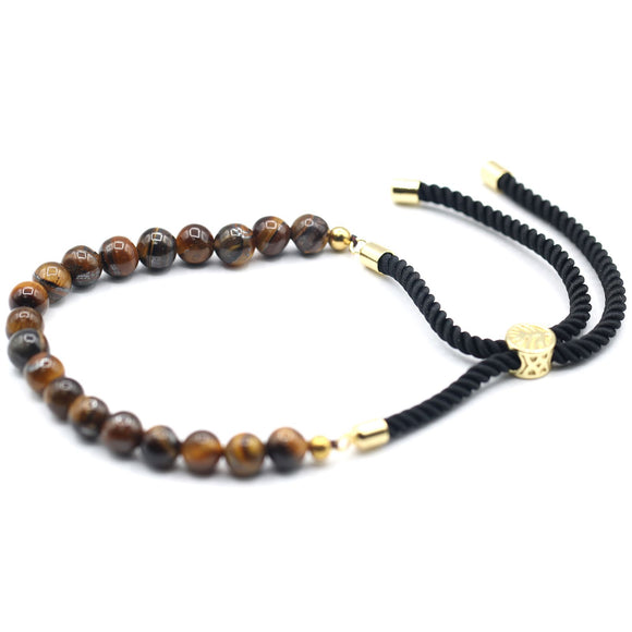 18K Gold Plated Crystal String Bracelet - Tiger Eye