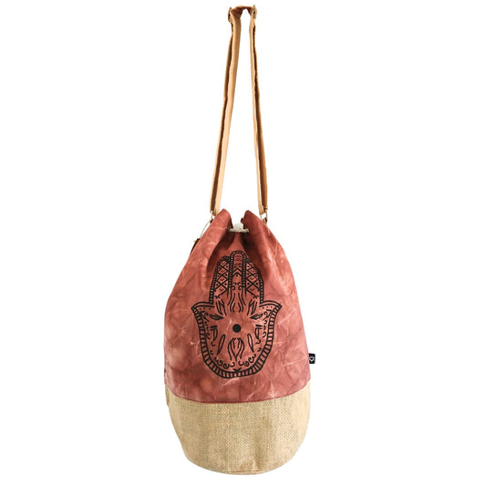Terracotta Hamsa cotton canvas boho backpack