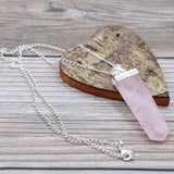 Crystal Flat Point Necklace - Rose Quartz