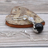Crystal Ball Healing Hands Necklace - Black Agate
