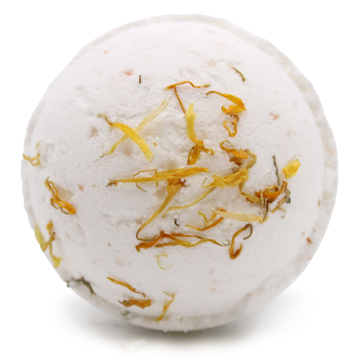 Energise Himalayan Salt Bath Bomb 180g with yellow calendula flower petals
