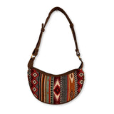 Jacquard Hobo Bag - Brown
