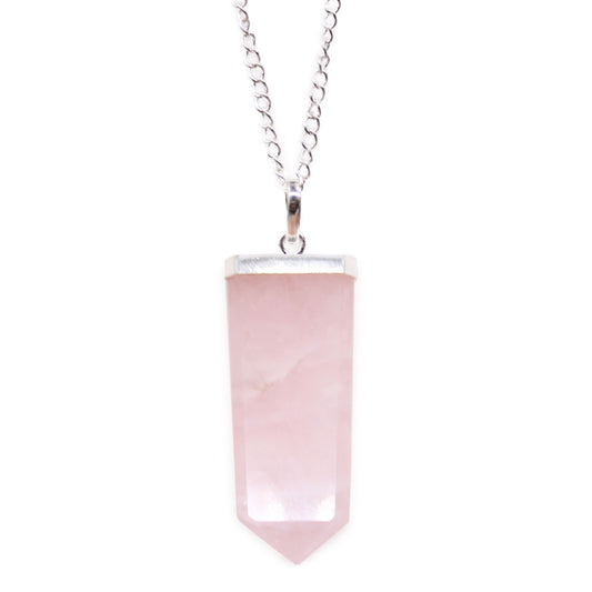 Crystal Flat Point Necklace - Rose Quartz