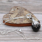 Crystal Ball Healing Hands Necklace - Black Agate