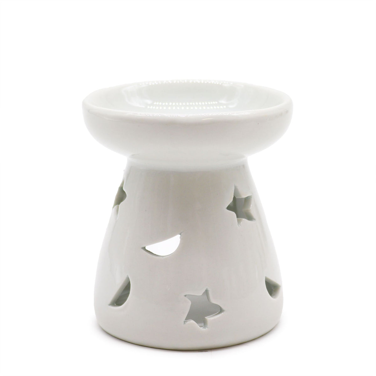 Small White Oil Burner - Moons & Stars
