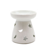 Small White Oil Burner - Moons & Stars