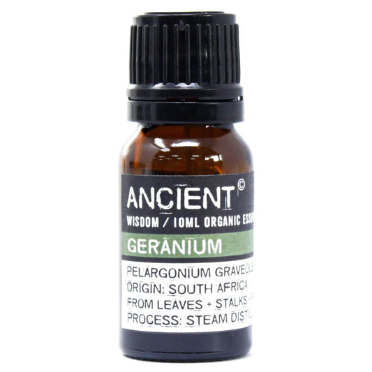 Geranium organic essential oil 10ml bottle by Ancient Wisdom