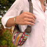 Jacquard Hobo Bag - Brown