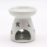 Small White Oil Burner - Moons & Stars
