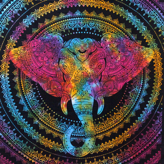 Double Elephant Tie-Dye Wall Hanging