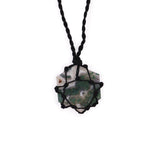 Laced Crystal Hexagon Necklace - Moss Agate